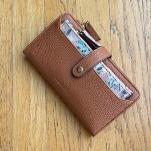 Nanette Lepore Tan Leather Wallet with Floral Accent